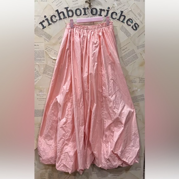 Anthropologie Bubble Maxi Skirt Parachute Lined Pull On Elastic Waist Coral - Picture 5 of 6